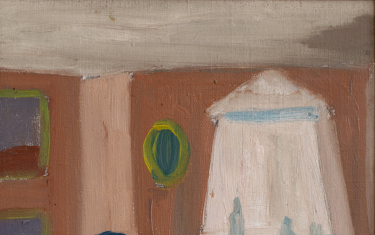 Original Vintage Mid Century Interior Oil Painting from Sweden
