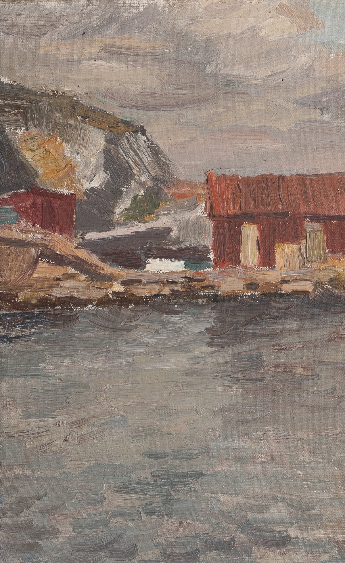 Vintage Art Room Original Coastal Oil Painting from Sweden 1934