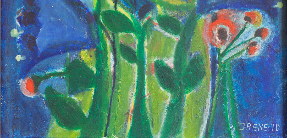 Vintage Mid Century Abstract Original Oil Painting 1970