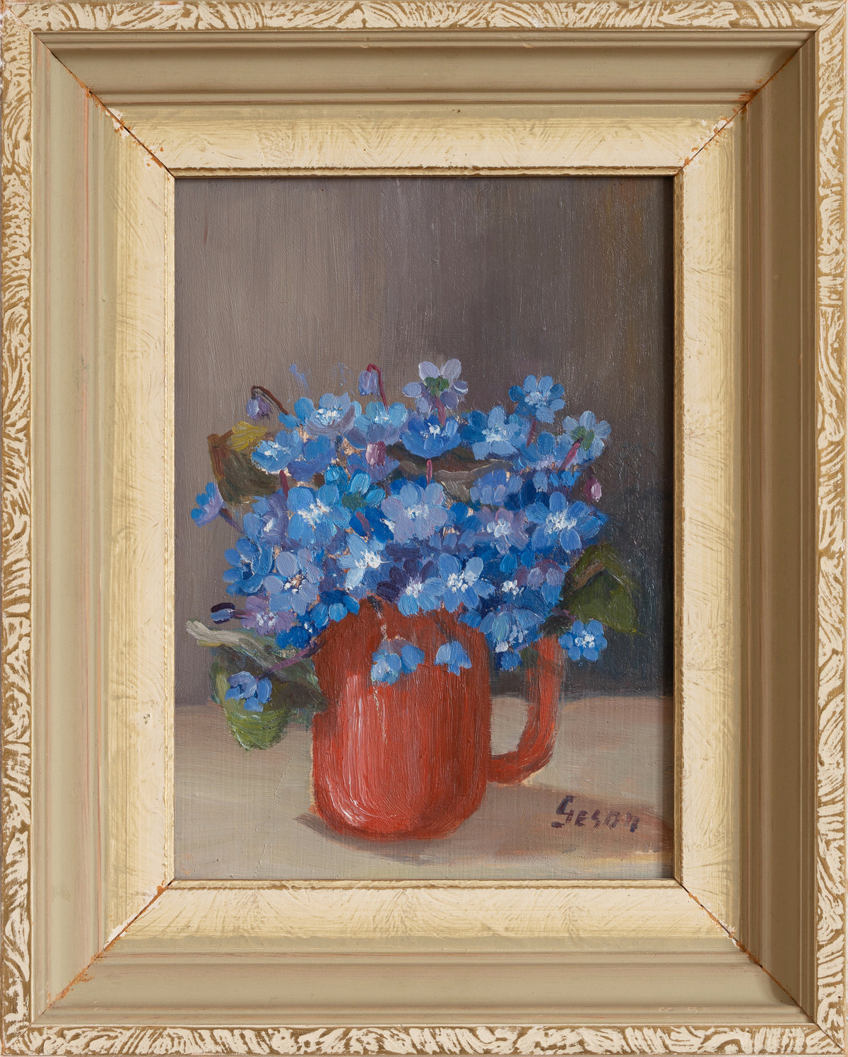 Vintage Art Original Floral Still Life Painting from Sweden