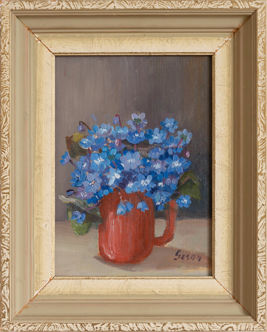 Vintage Art Original Floral Still Life Painting from Sweden