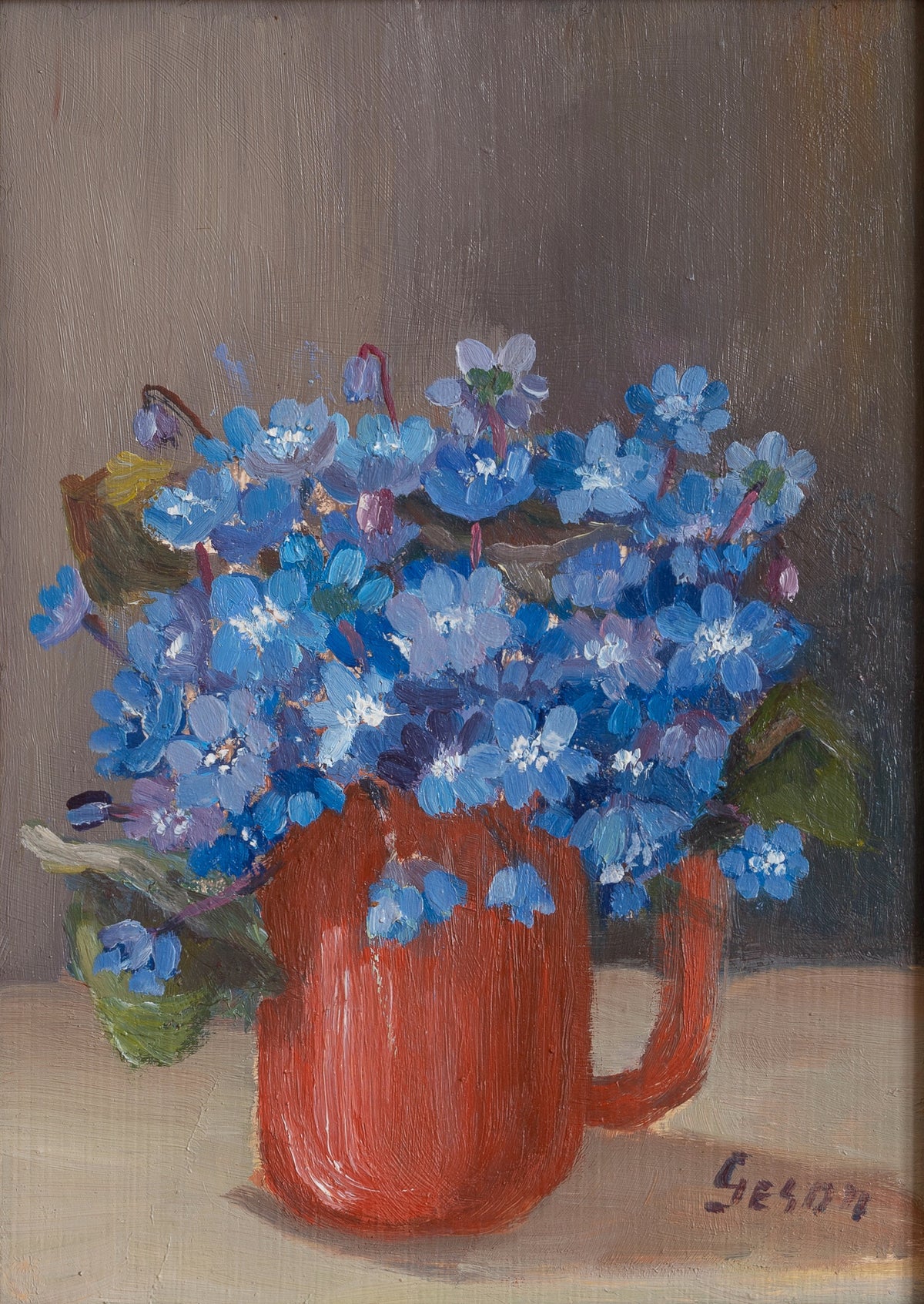 Vintage Art Original Floral Still Life Painting from Sweden