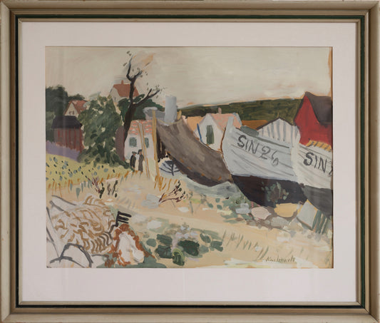 Mid Century Original Coastal Painting By G Karlmark Sweden