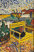 Load image into Gallery viewer, Vintage Original Landscape with Cat Painting from Sweden
