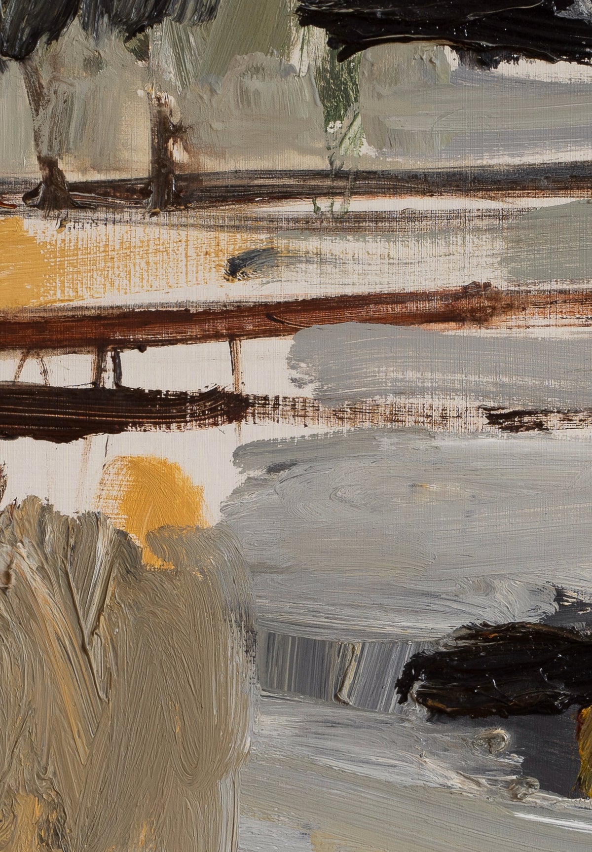 Vintage Art Semi Abstract Landscape Original Oil Painting from Sweden