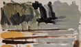 Load image into Gallery viewer, Vintage Art Semi Abstract Landscape Original Oil Painting from Sweden
