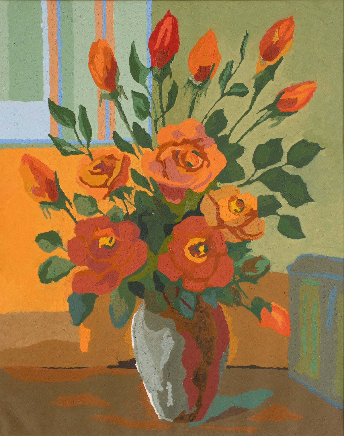 Mid Century Vintage Floral Oil Painting from Sweden