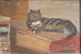 Load image into Gallery viewer, Vintage Mid Century Interior Oil Painting with Cat From Sweden
