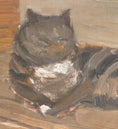 Load image into Gallery viewer, Vintage Mid Century Interior Oil Painting with Cat From Sweden
