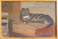 Load image into Gallery viewer, Vintage Mid Century Interior Oil Painting with Cat From Sweden
