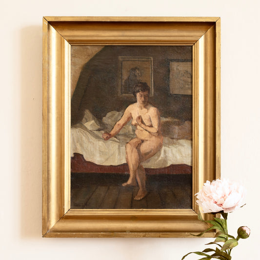 Vintage Figurative Original Oil Painting from Sweden