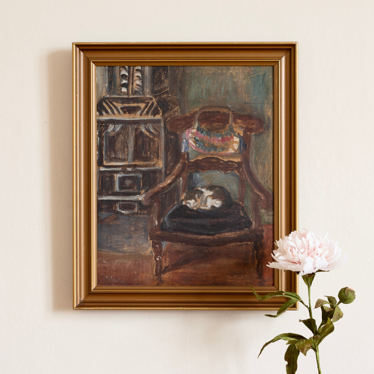 Vintage Art Room Original Oil Painting from Sweden