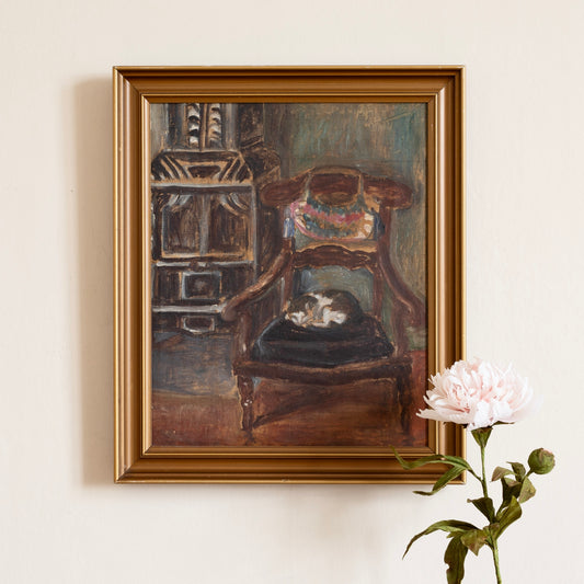 Vintage Art Room Original Oil Painting from Sweden