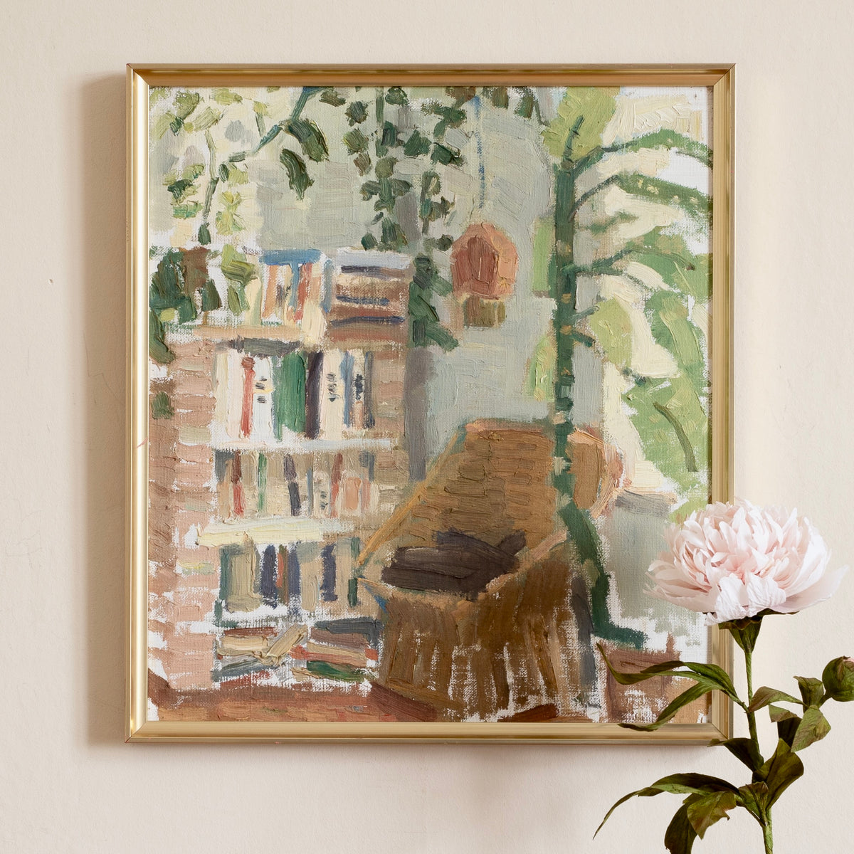Vintage Art Mid Century Interior Scene From Sweden