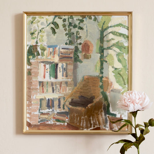 Vintage Art Mid Century Interior Scene From Sweden