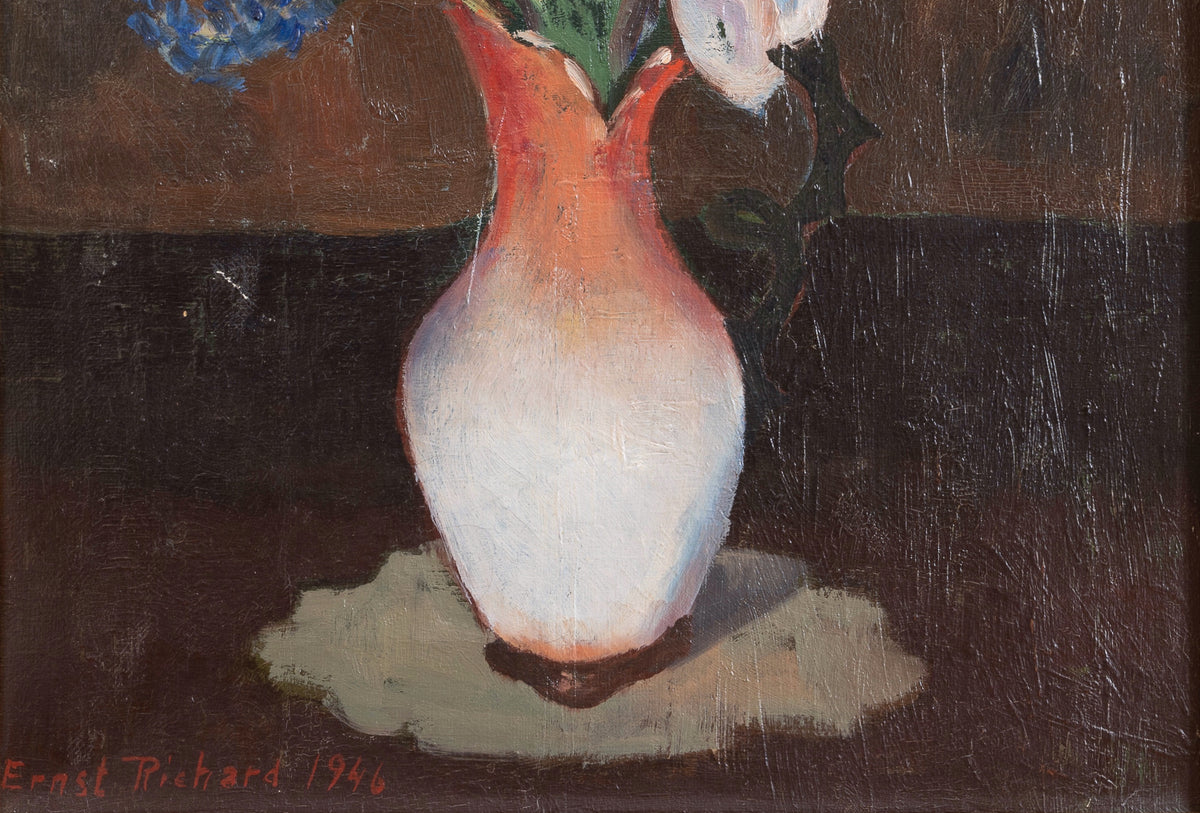 Colorful Original Vintage Still Life Oil Painting from Sweden