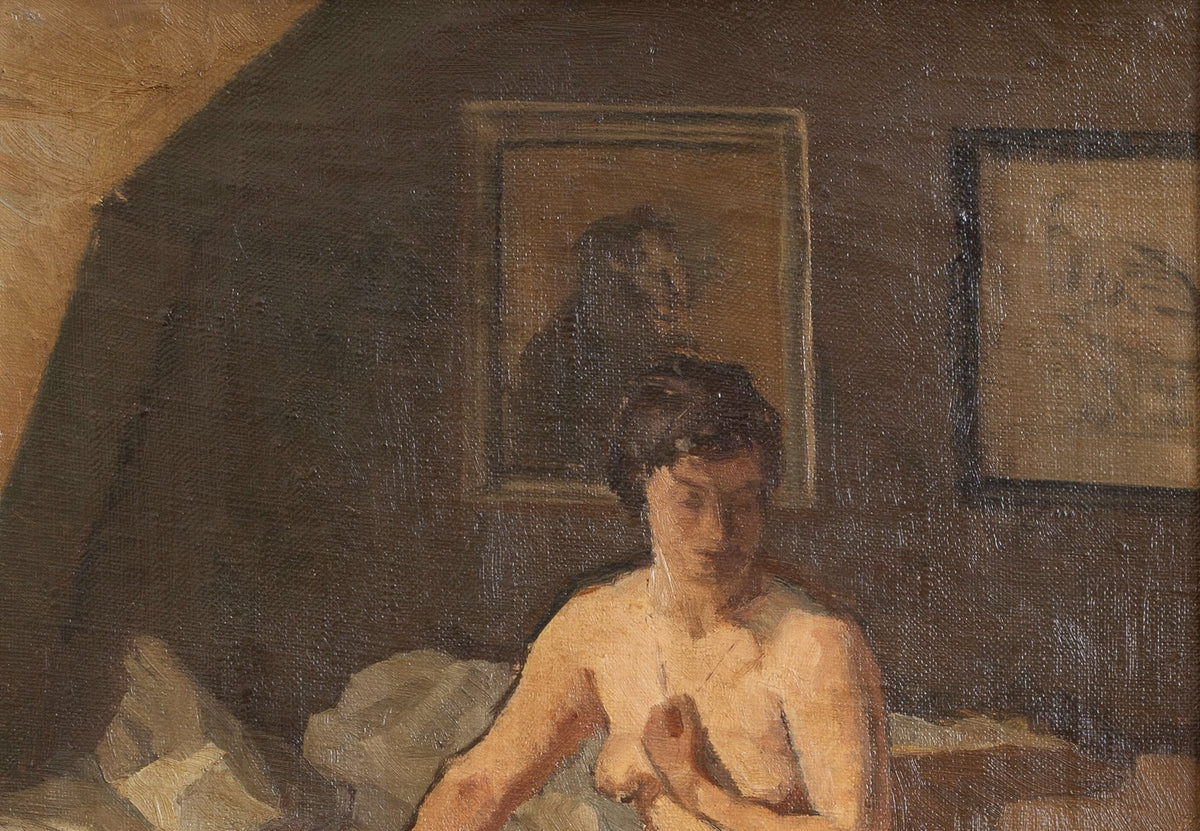 Vintage Figurative Original Oil Painting from Sweden