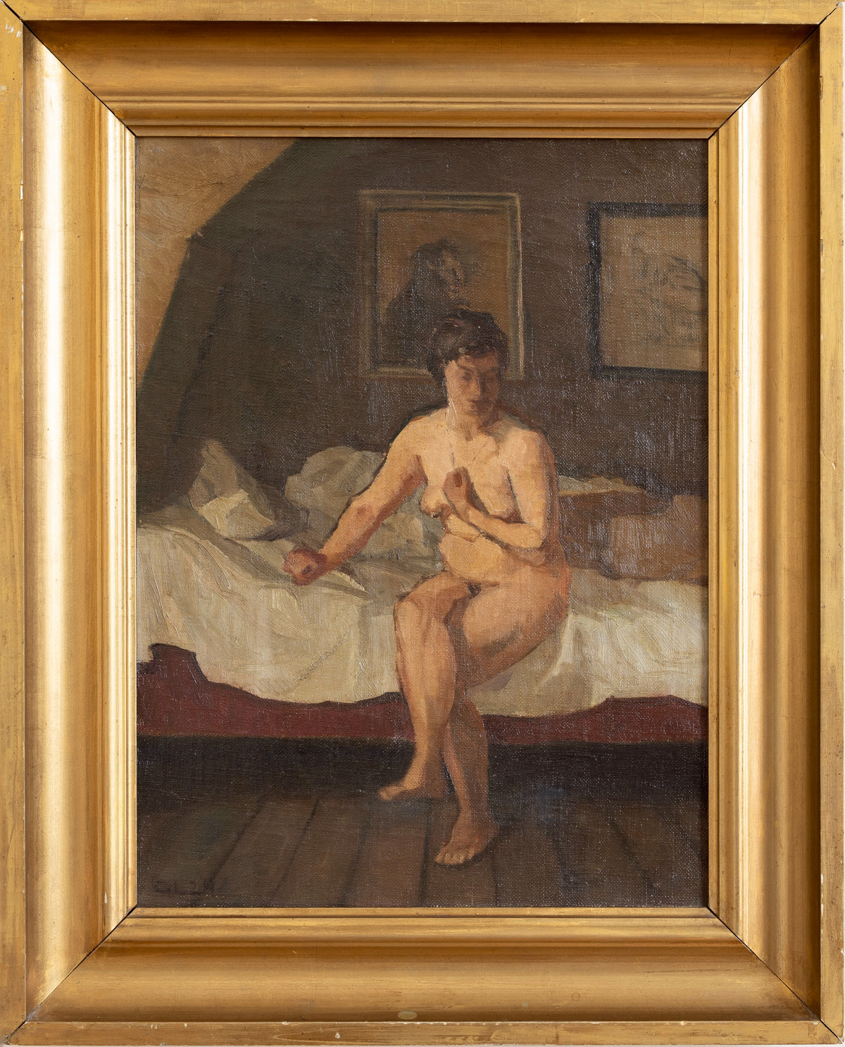 Vintage Figurative Original Oil Painting from Sweden