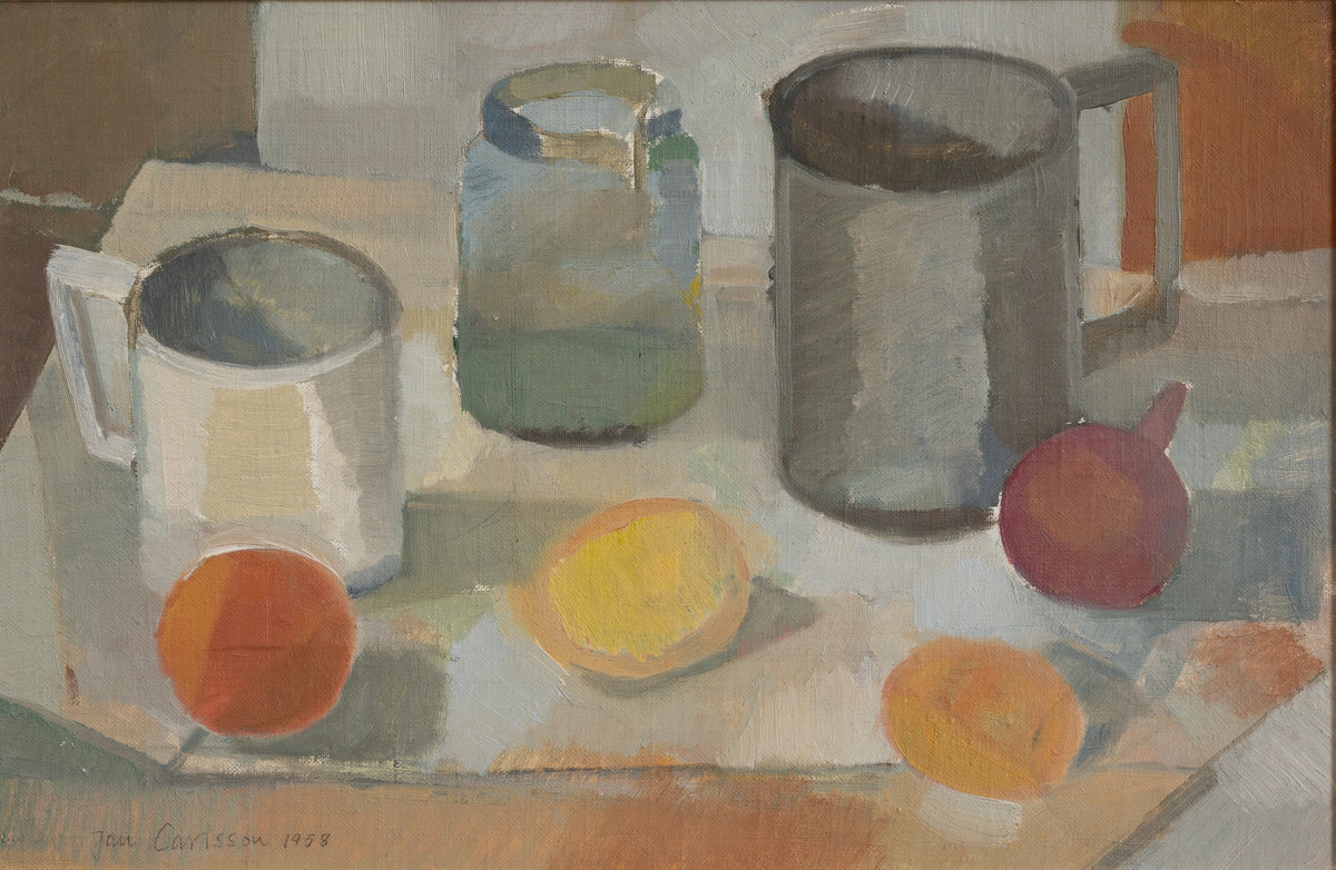 Vintage Mid Century Still Life Oil Painting From Sweden