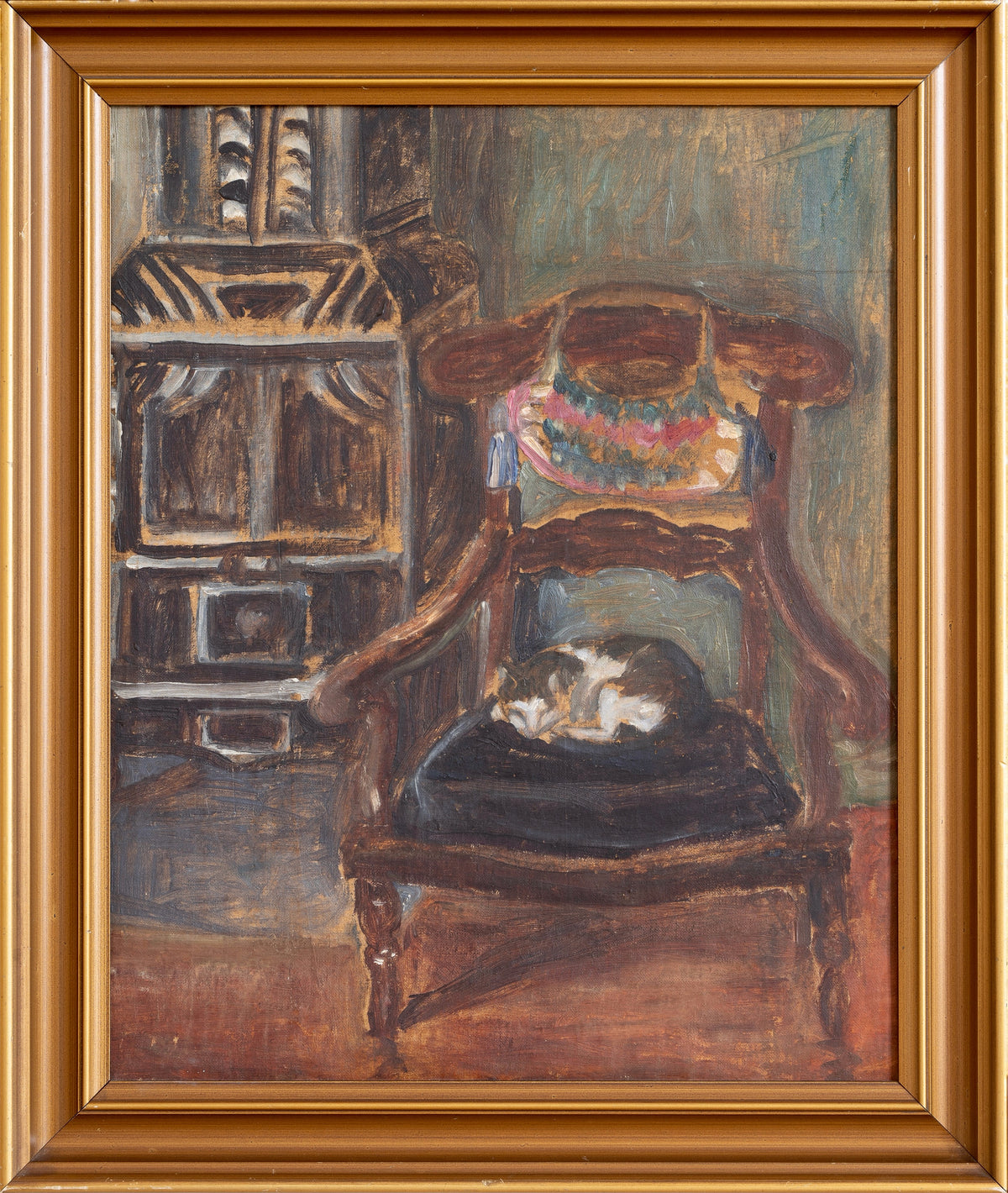 Vintage Art Room Original Oil Painting from Sweden