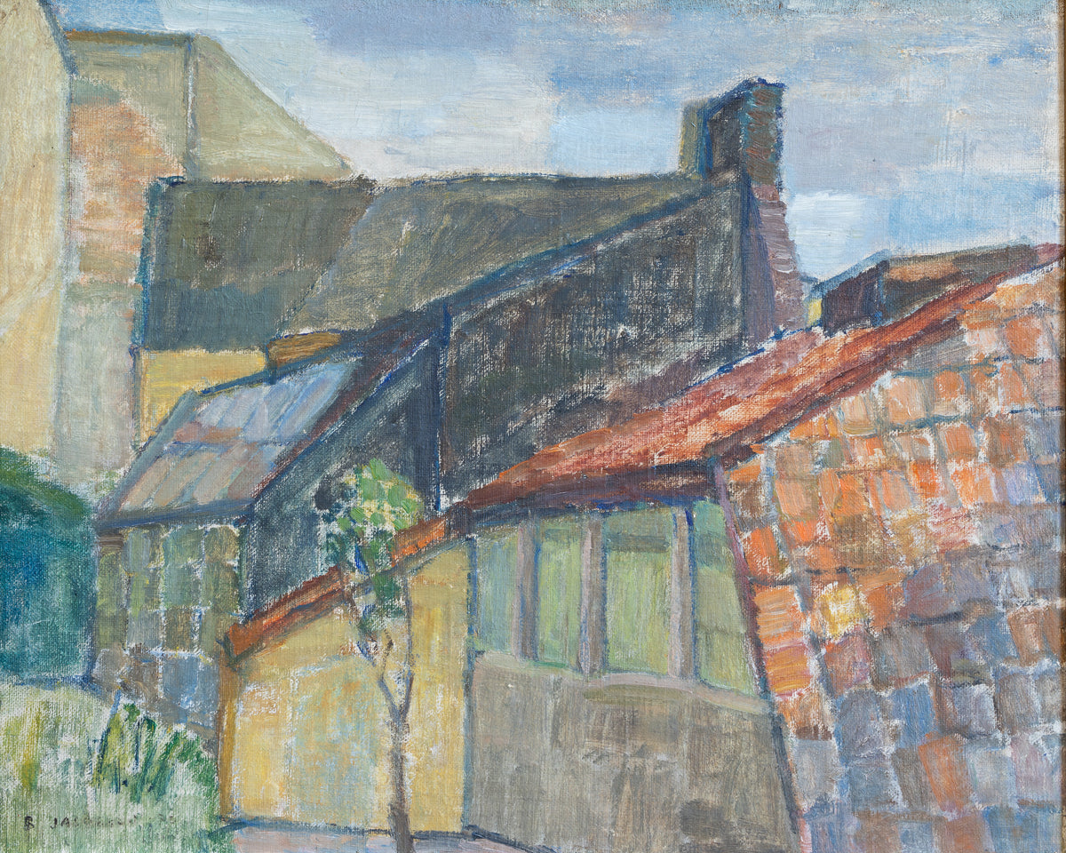 Vintage Original Mid Century Cityscape from Sweden