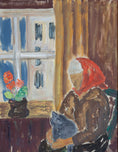 Load image into Gallery viewer, Swedish Vintage Figure in Interior Oil Painting From Sweden
