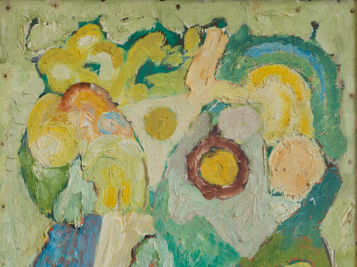 Vintage Abstract Floral Painting from Sweden