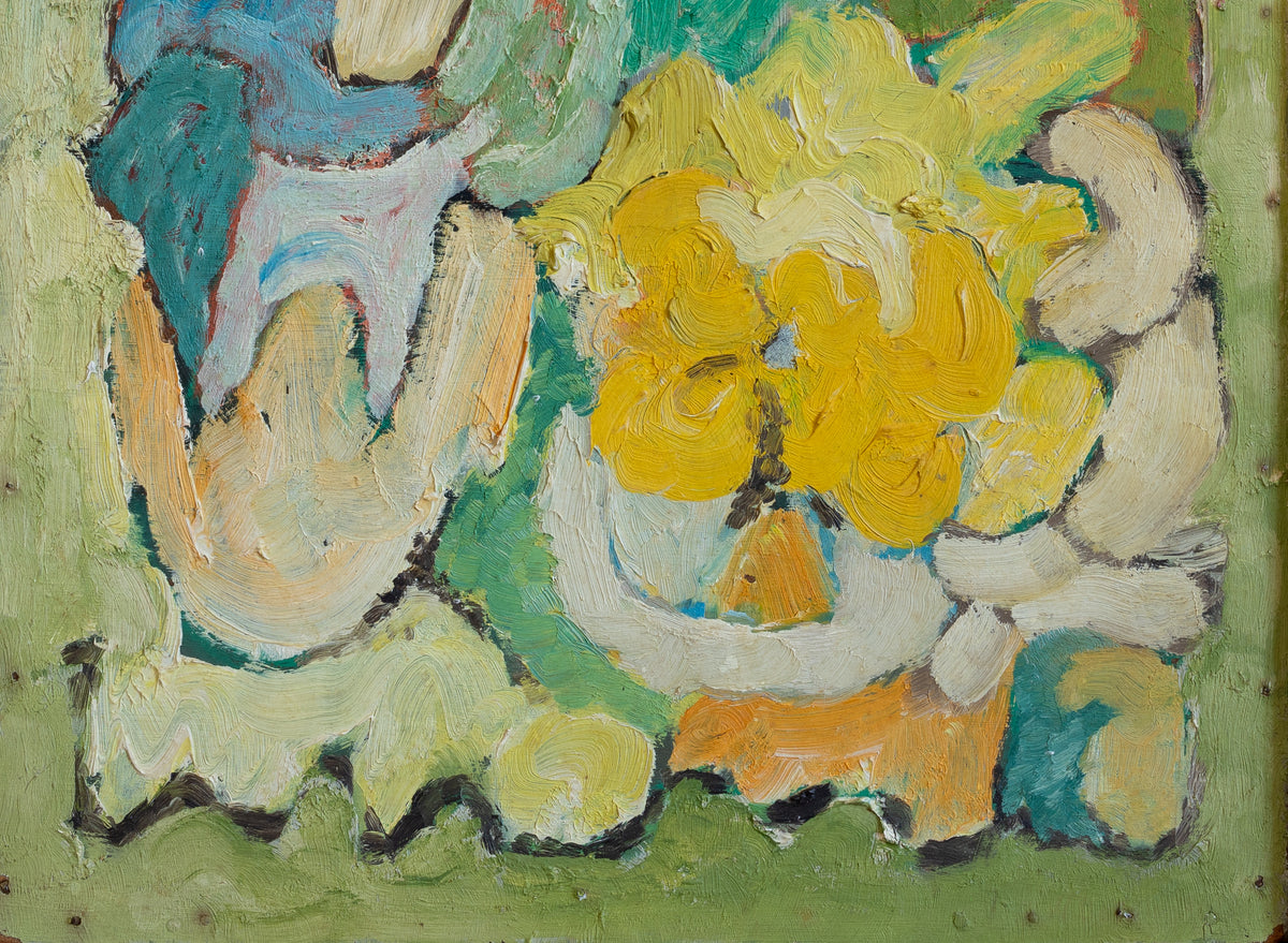 Vintage Abstract Floral Painting from Sweden