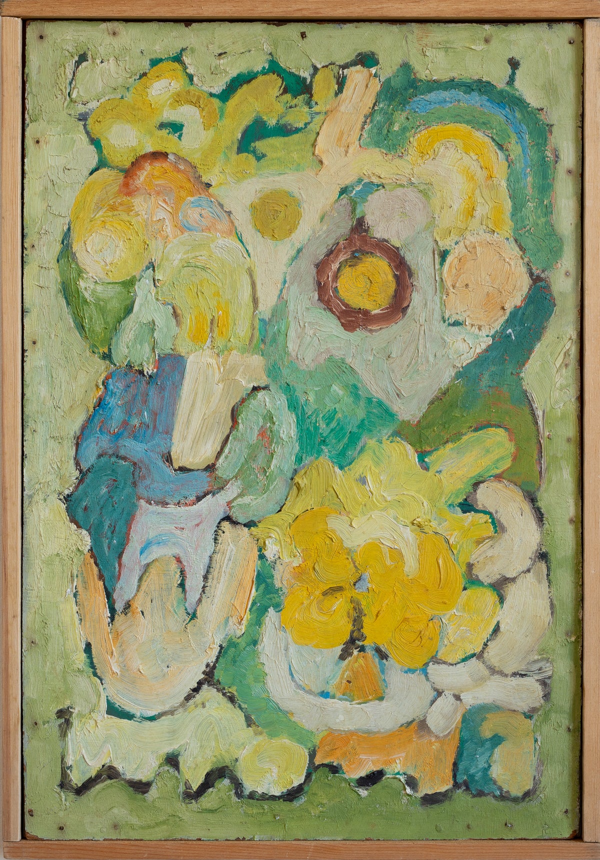 Vintage Abstract Floral Painting from Sweden