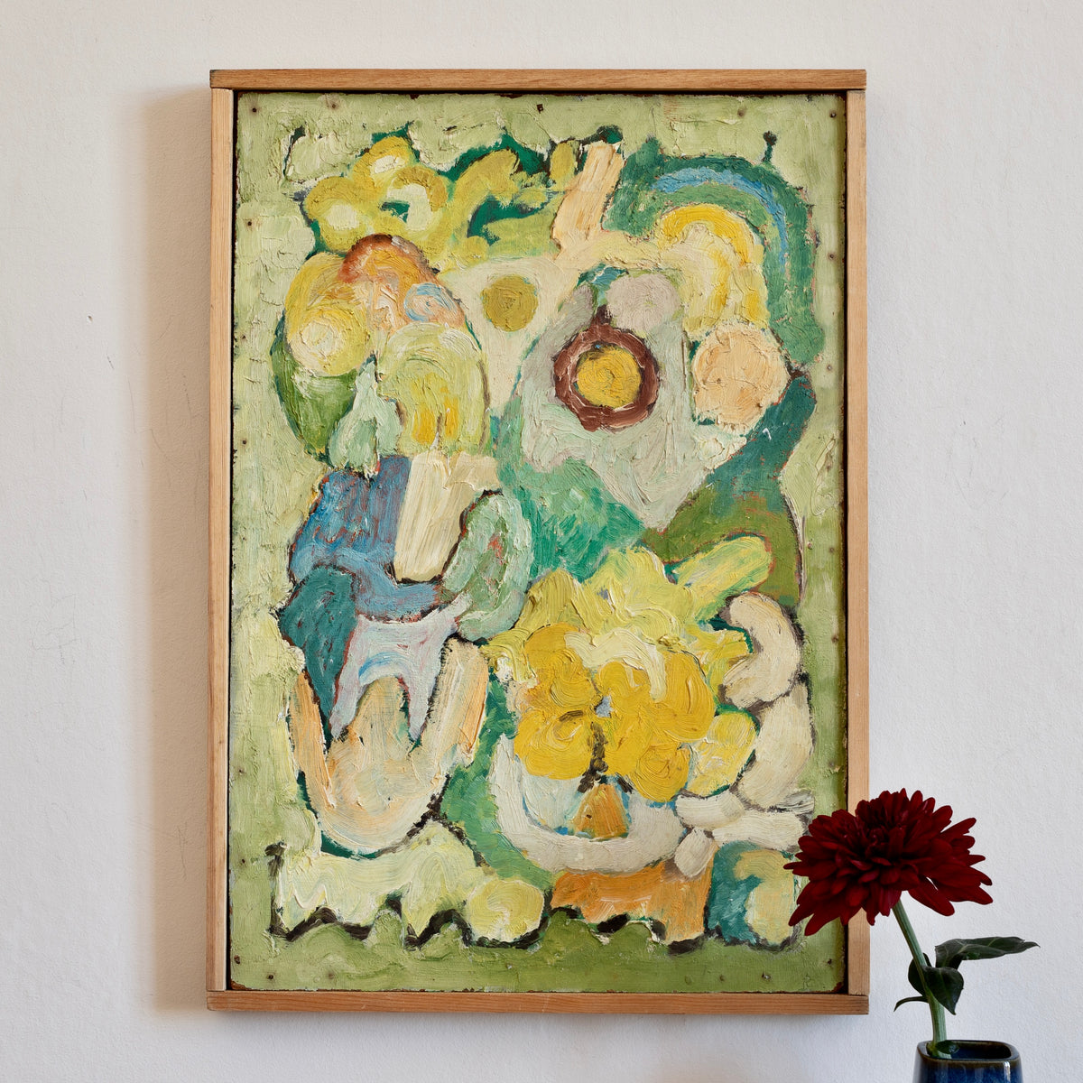 Vintage Abstract Floral Painting from Sweden