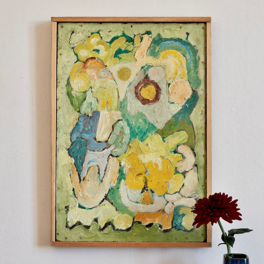 Vintage Abstract Floral Painting from Sweden
