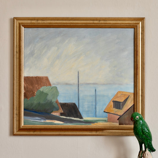 Vintage Original Coastal Oil Painting From Sweden