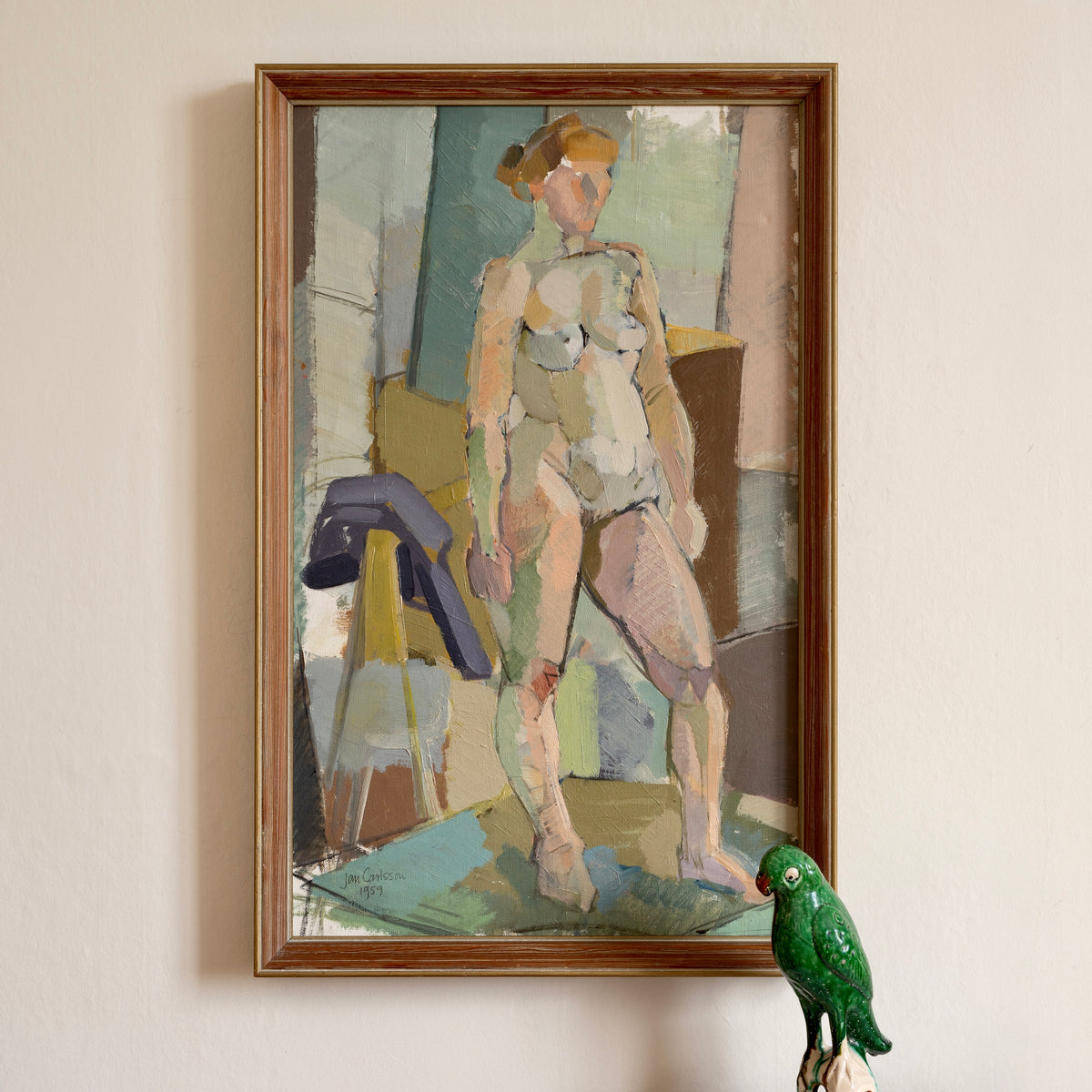 Vintage Original Figurative Oil Painting from Sweden
