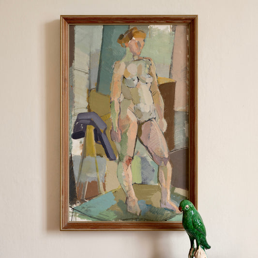 Vintage Original Figurative Oil Painting from Sweden