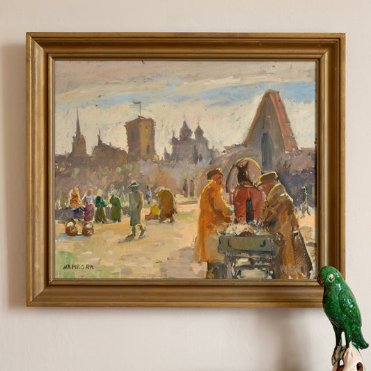 Mid Century Vintage Oil Painting From Sweden by A Hamborn