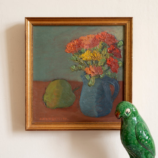 Vintage Mid Century Floral Still Life from Sweden 1949