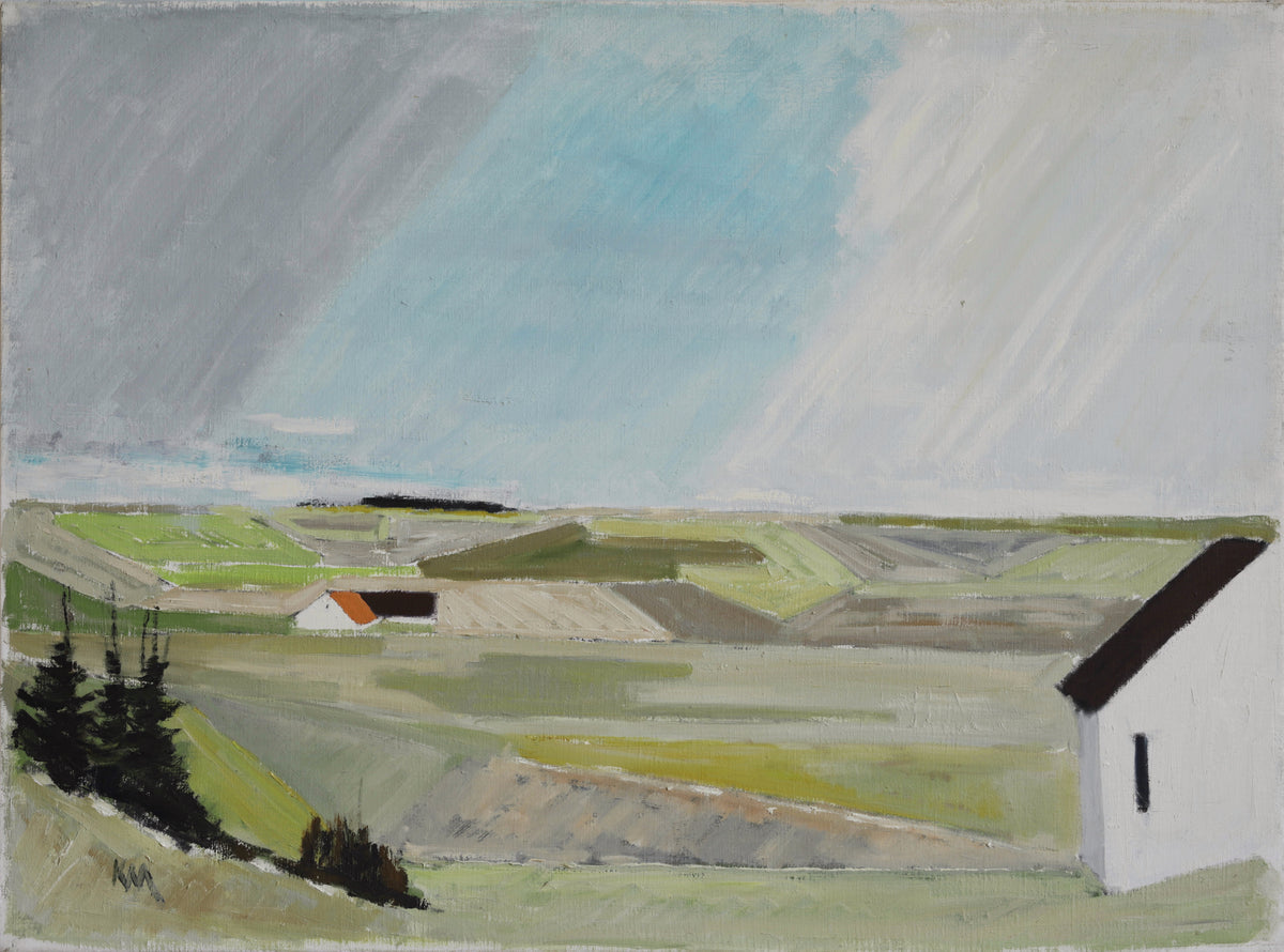 Mid Century Original Farmhouse Oil Painting from Sweden