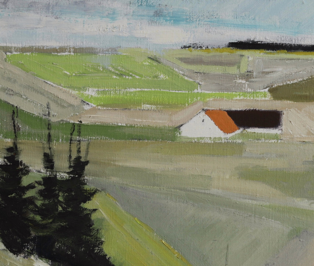 Mid Century Original Farmhouse Oil Painting from Sweden