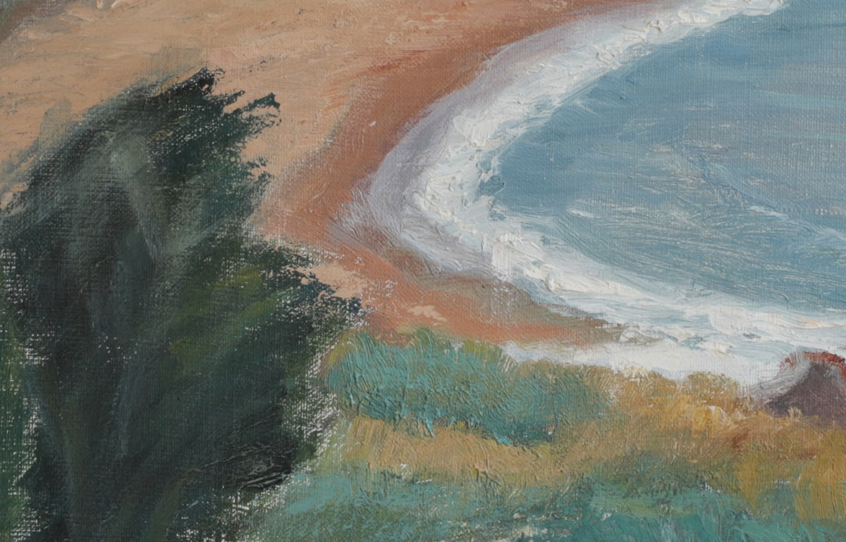 Vintage Original Coastal Oil Painting from Sweden