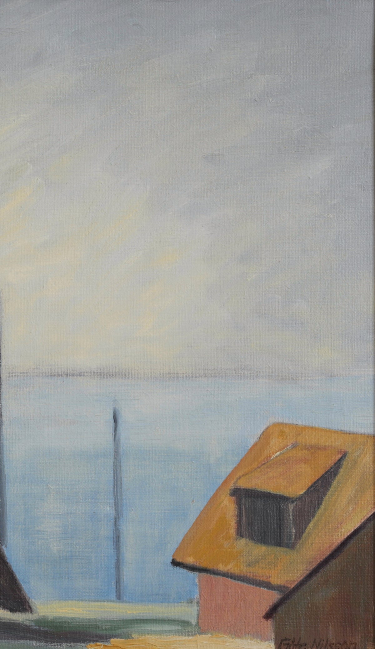 Vintage Original Coastal Oil Painting From Sweden