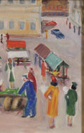 Load image into Gallery viewer, Vintage Framed Colorful Market Scene Oil Painting from Sweden

