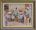 Load image into Gallery viewer, Vintage Framed Colorful Market Scene Oil Painting from Sweden
