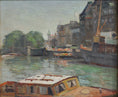 Load image into Gallery viewer, Vintage Mid Century European Cityscape Oil Painting From Sweden
