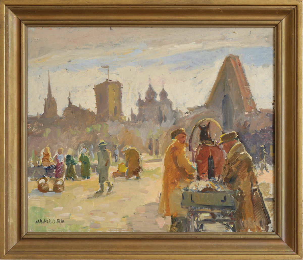 Mid Century Vintage Oil Painting From Sweden by A Hamborn