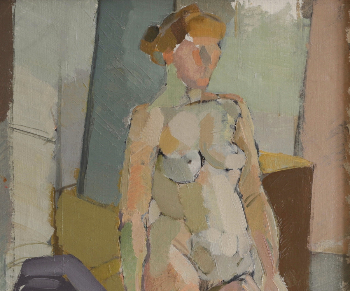 Vintage Original Figurative Oil Painting from Sweden