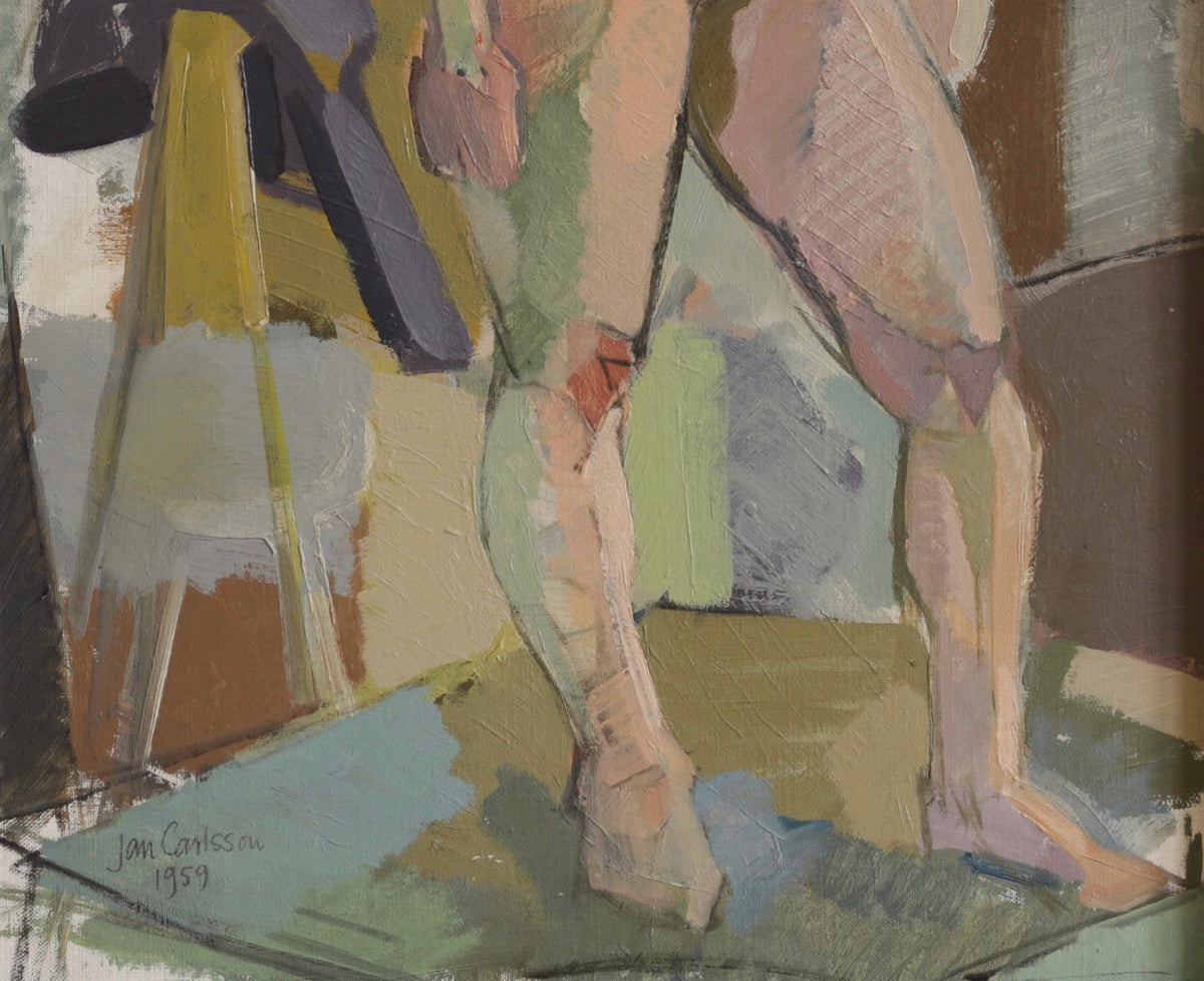 Vintage Original Figurative Oil Painting from Sweden