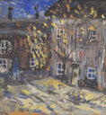 Load image into Gallery viewer, Vintage Mid Century Original Winter Cityscape Oil Painting from Sweden
