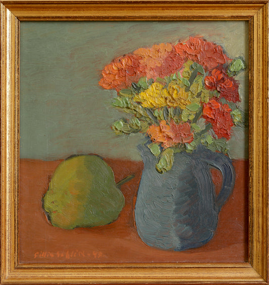 Vintage Mid Century Floral Still Life from Sweden 1949