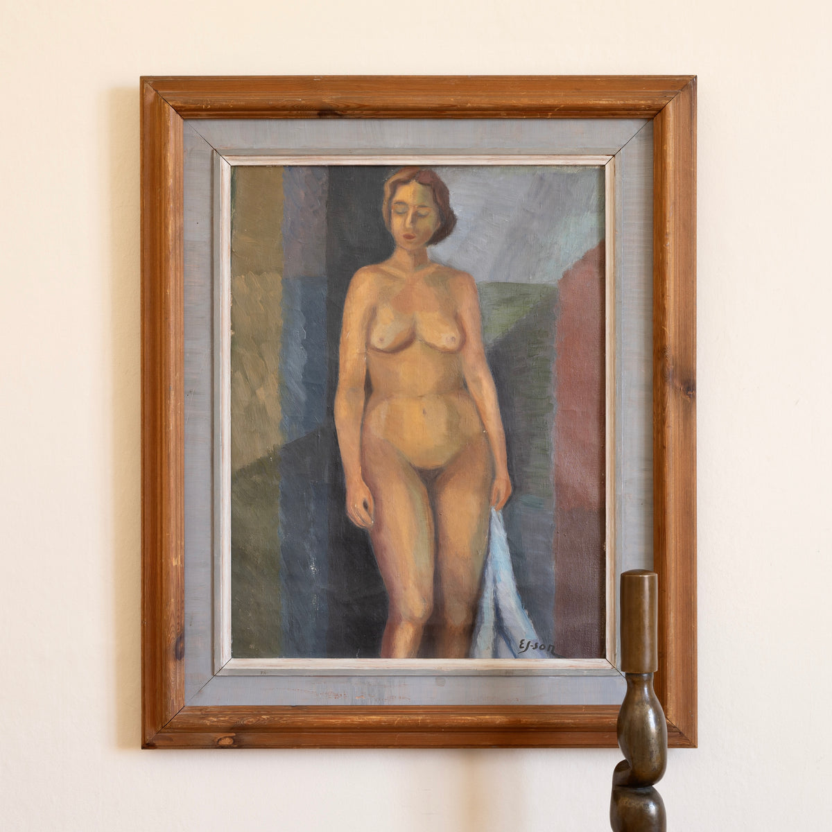 Mid Century Figurative Oil Painting From Sweden