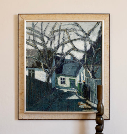 Mid Century Original Oil Painting From Sweden by K Christensen